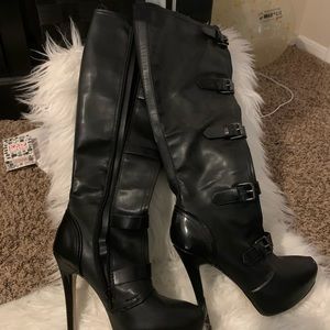 Black Knee High Boots with 4inch Heel